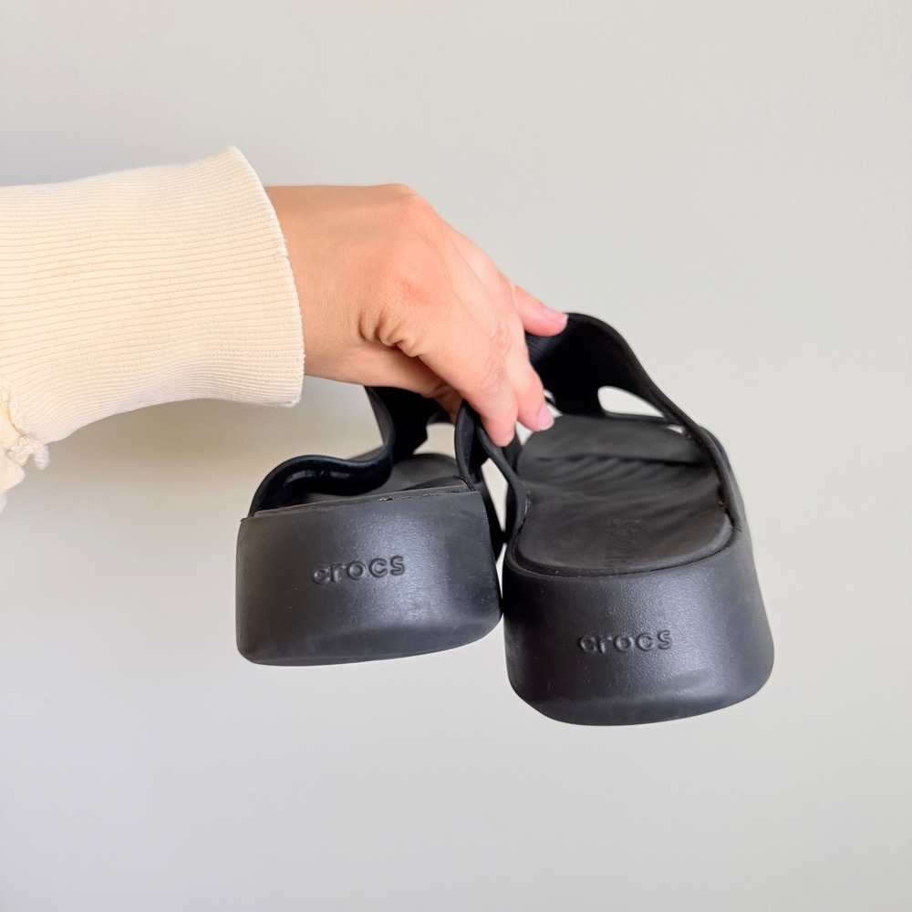 Crocs Brooklyn H-Strap Platform Slides Black Women Size 8 Sandals 208381-001 - Picture 4 of 6